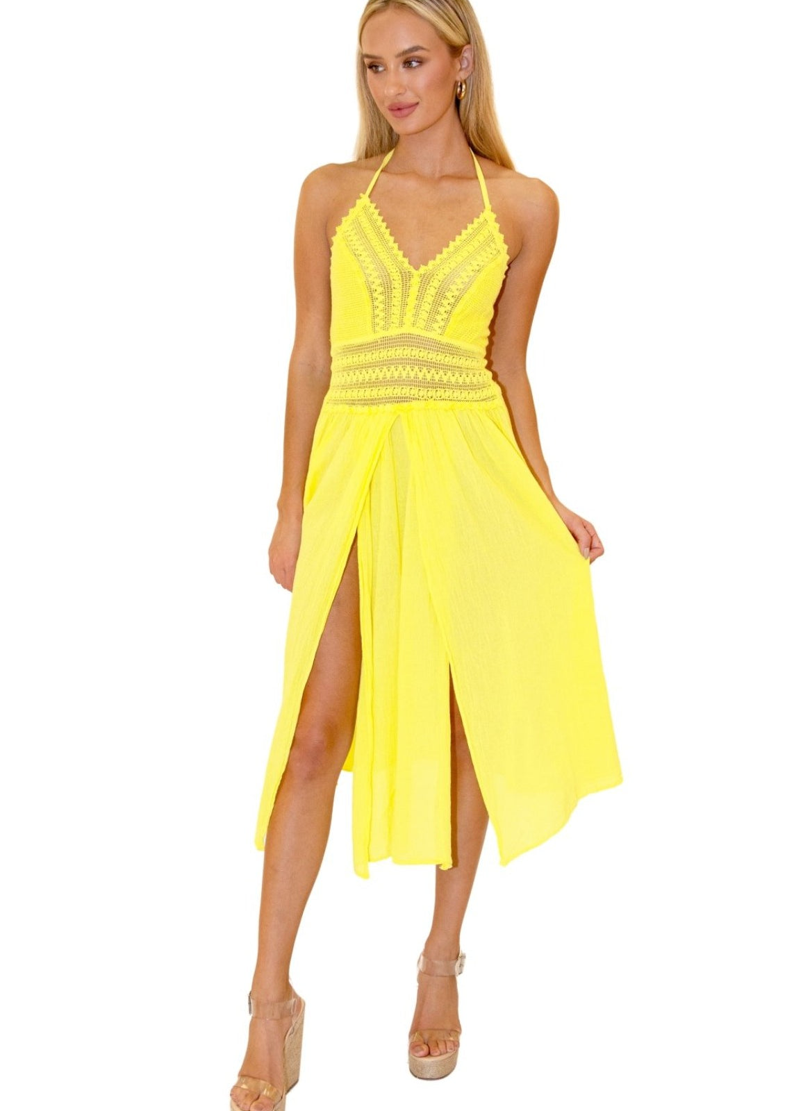 'Arabella' Panel High Split Dress - Seaspice Resort Wear