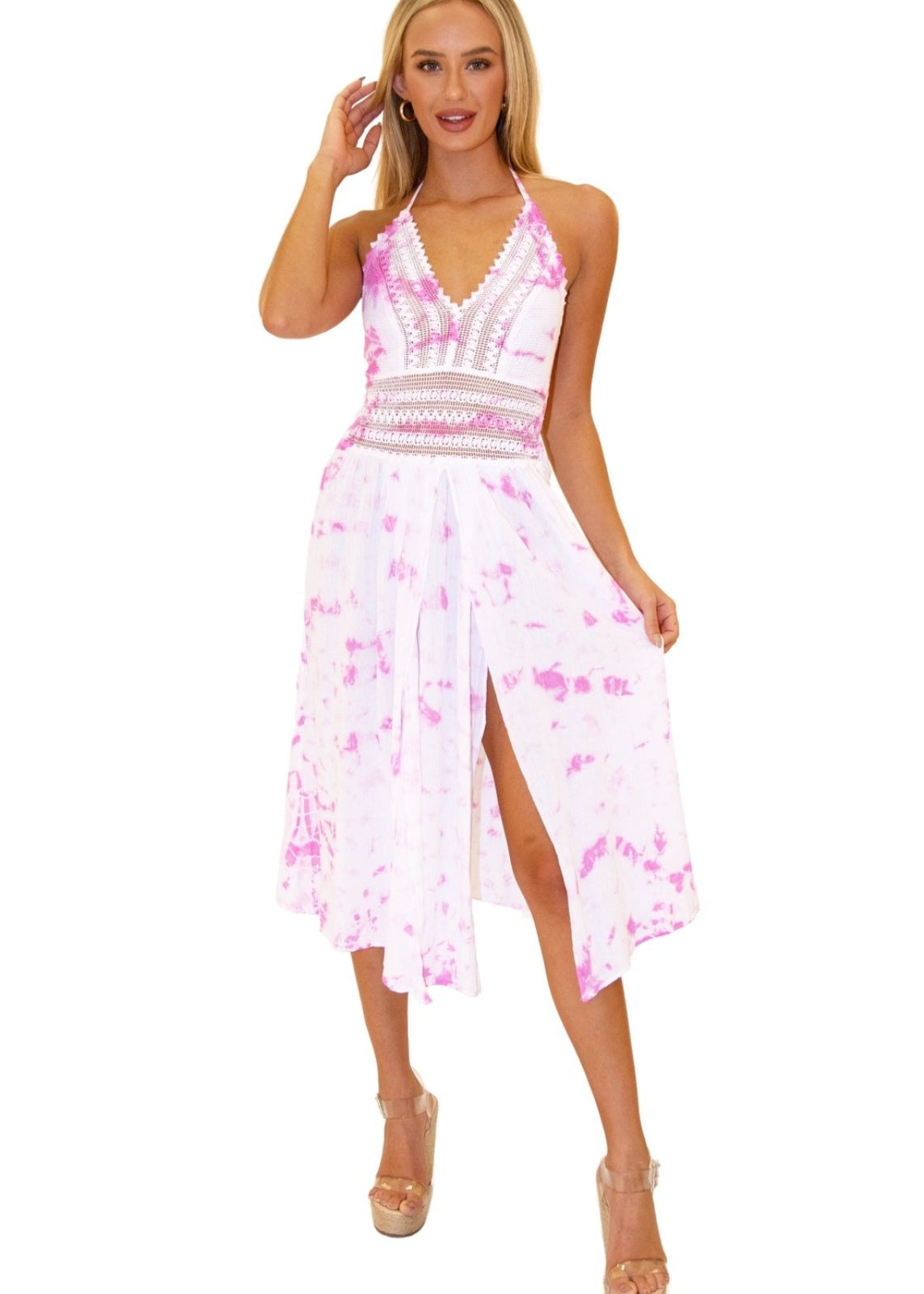 'Arabella' Panel High Split Dress - Seaspice Resort Wear