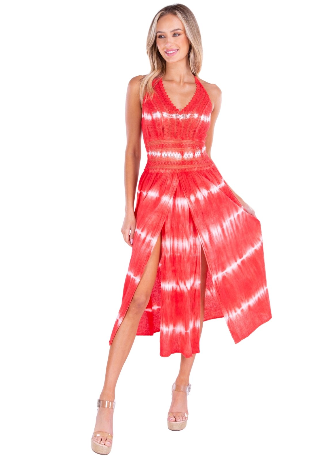'Arabella' Panel High Split Dress - Seaspice Resort Wear