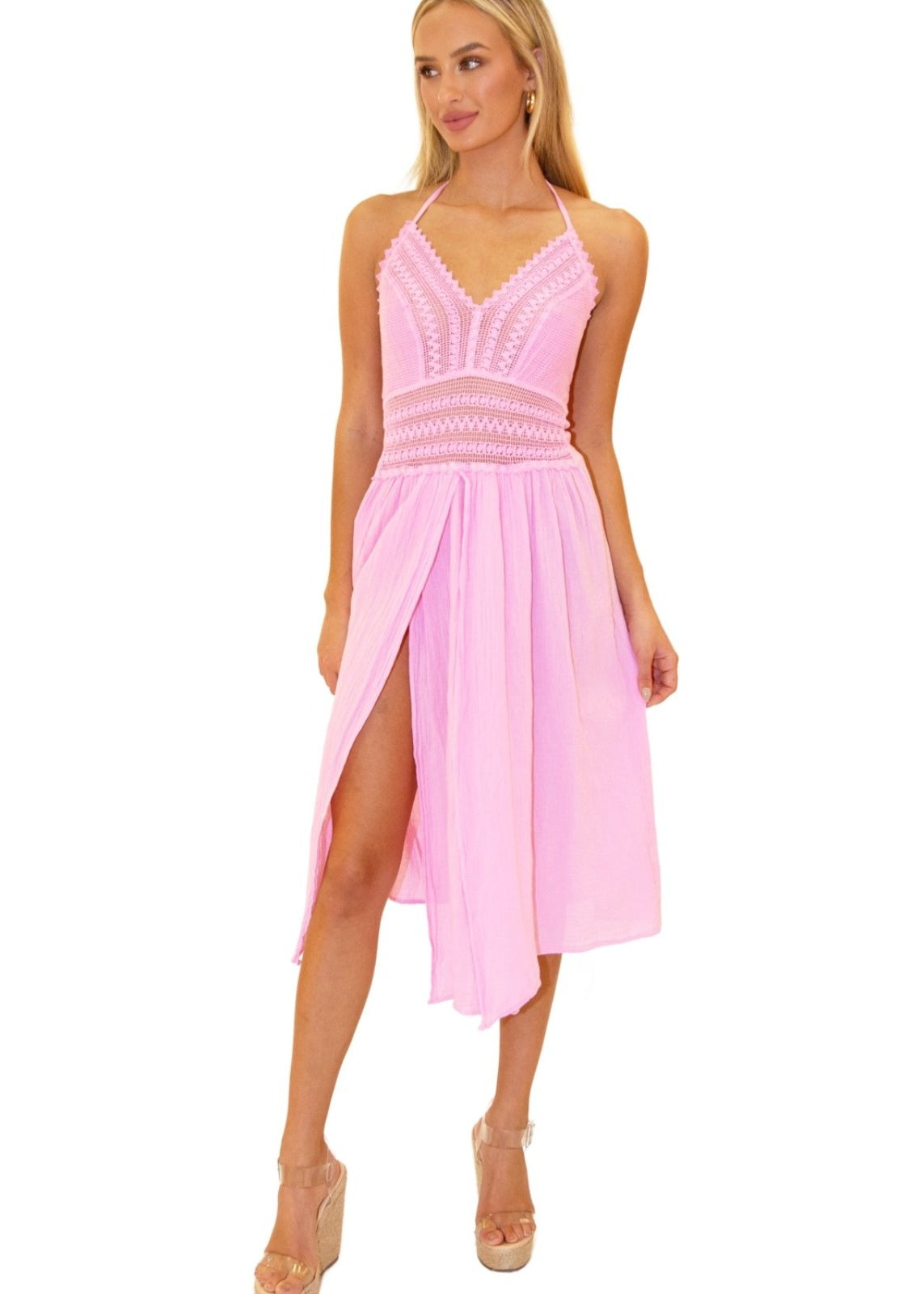 'Arabella' Panel High Split Dress - Seaspice Resort Wear
