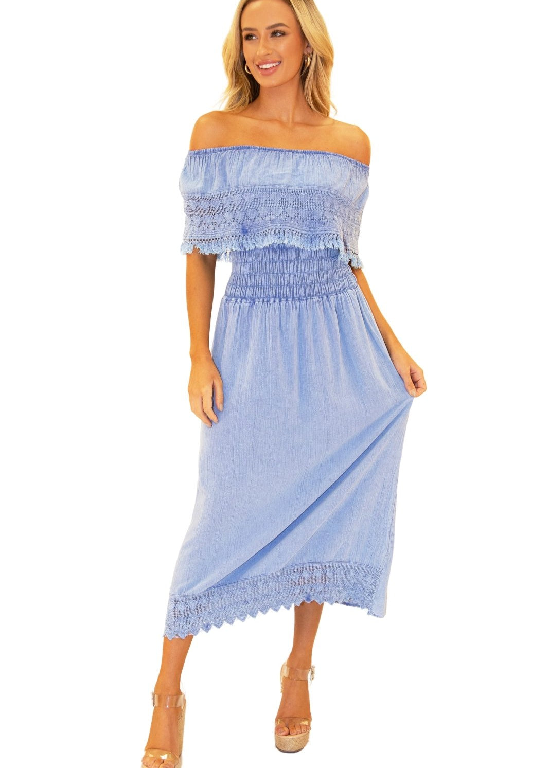 'Constance' Off Shoulder Maxi Dress