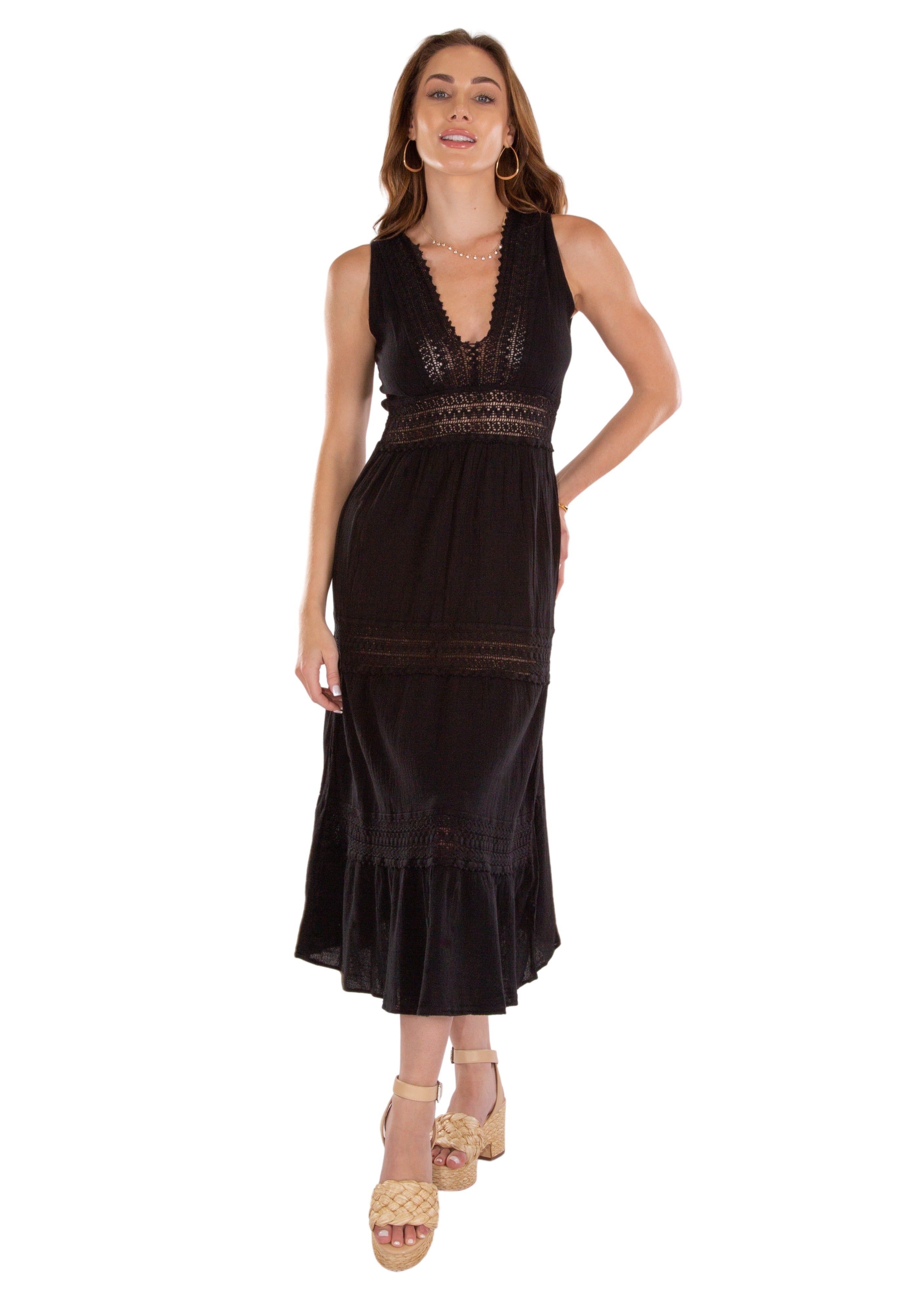 'Gabrielle' Tiered Crochet Maxi Dress