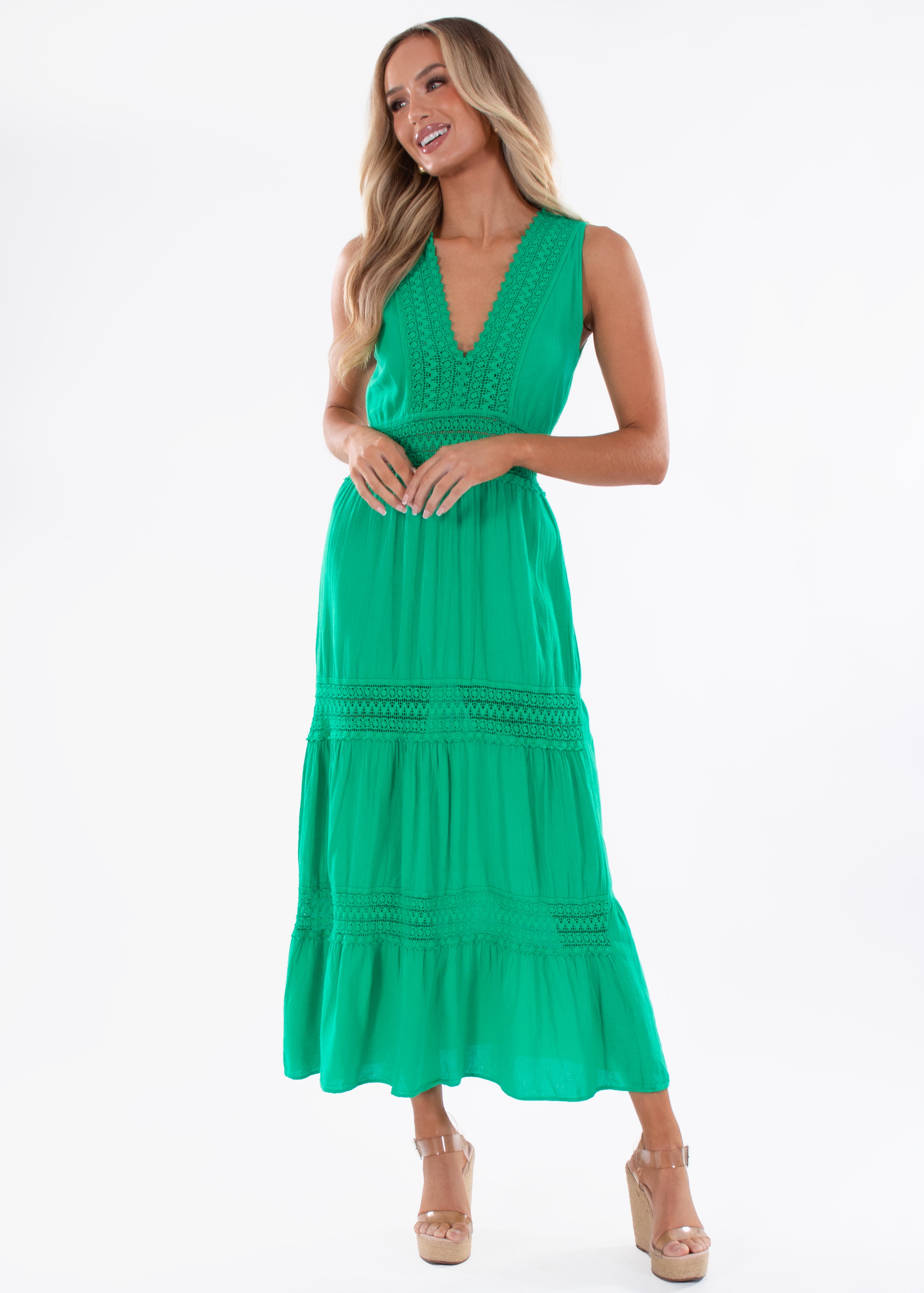 'Gabrielle' Tiered Crochet Maxi Dress