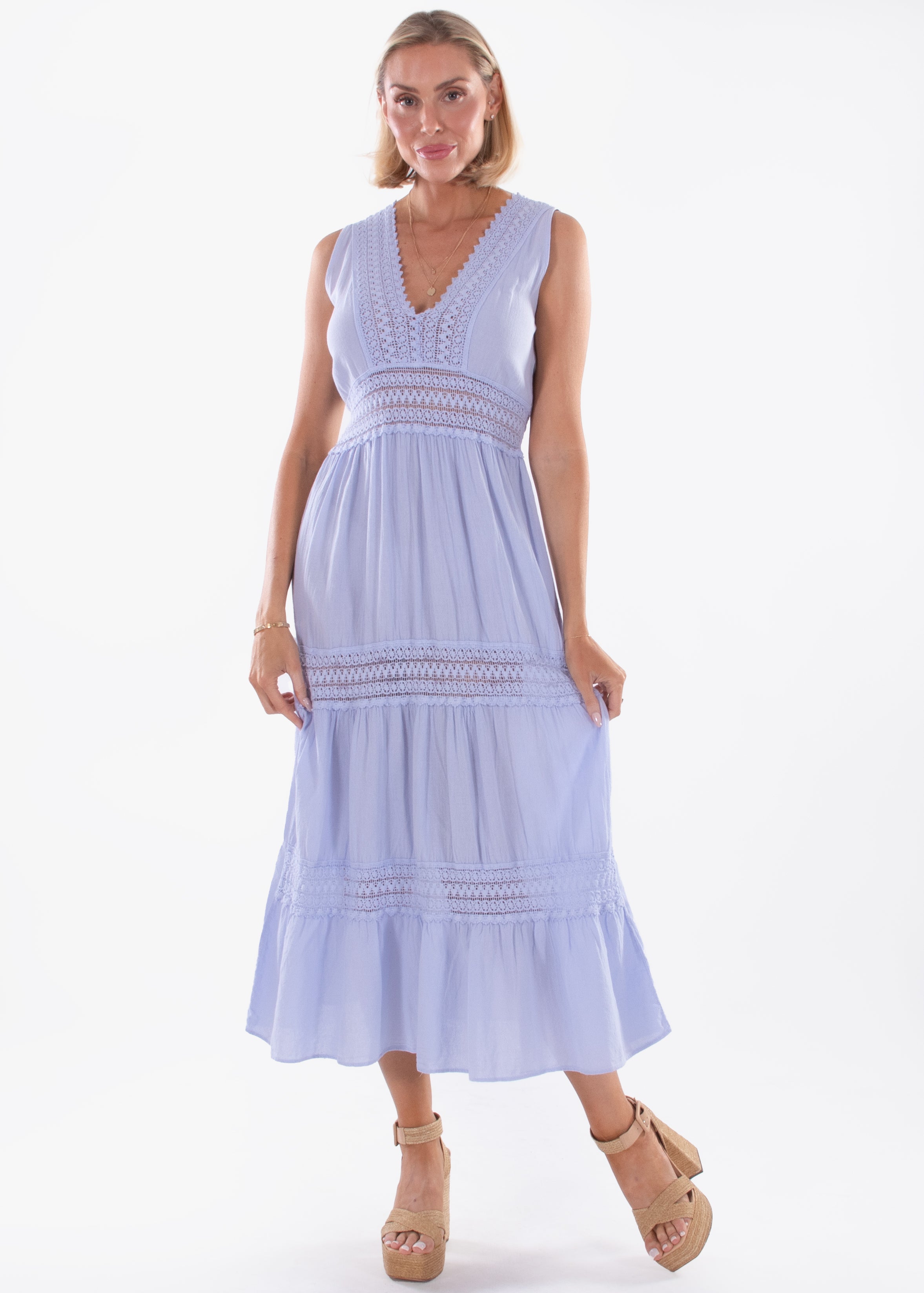 'Gabrielle' Tiered Crochet Maxi Dress