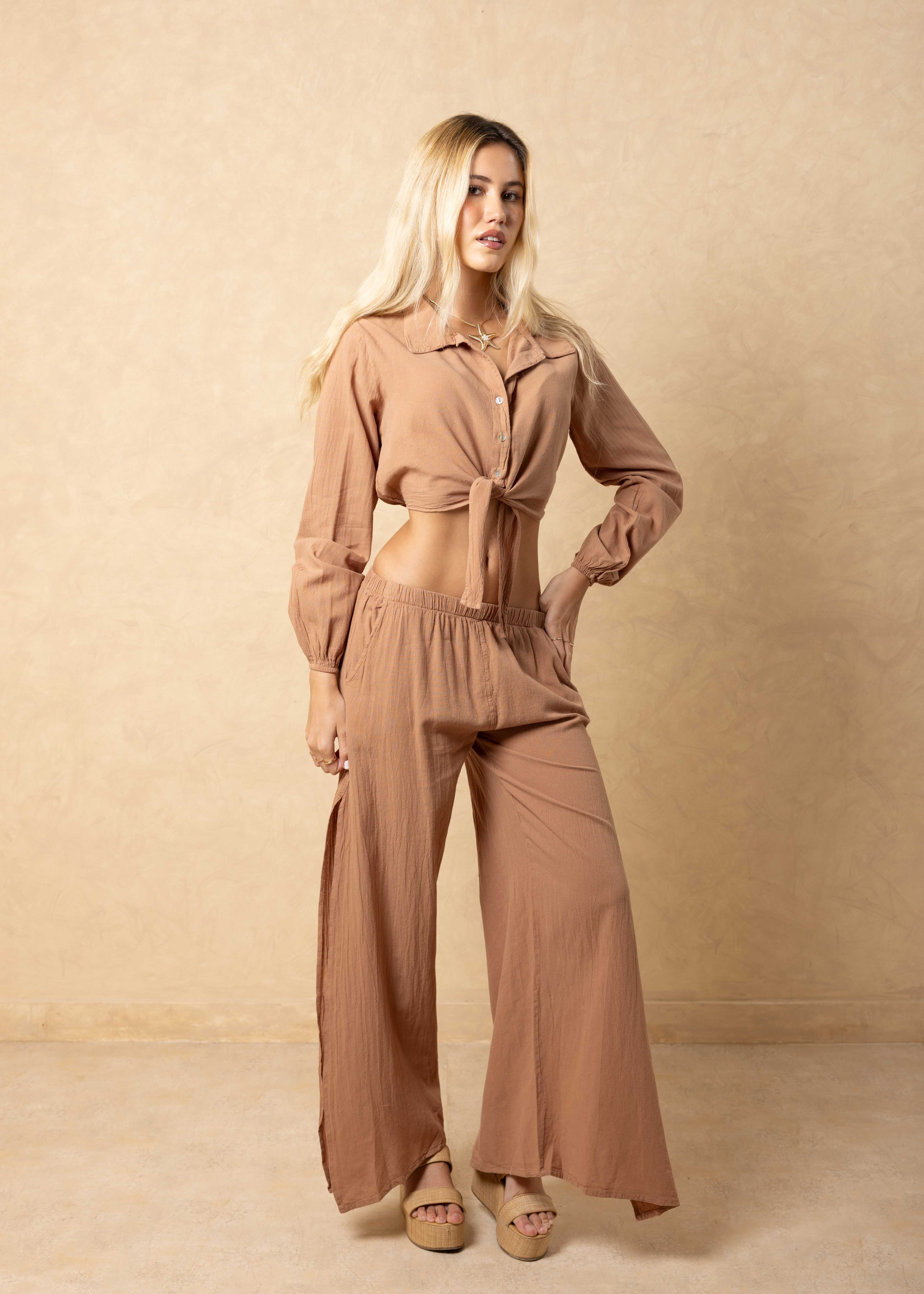 'Maeve' Long Sleeve Tie Top