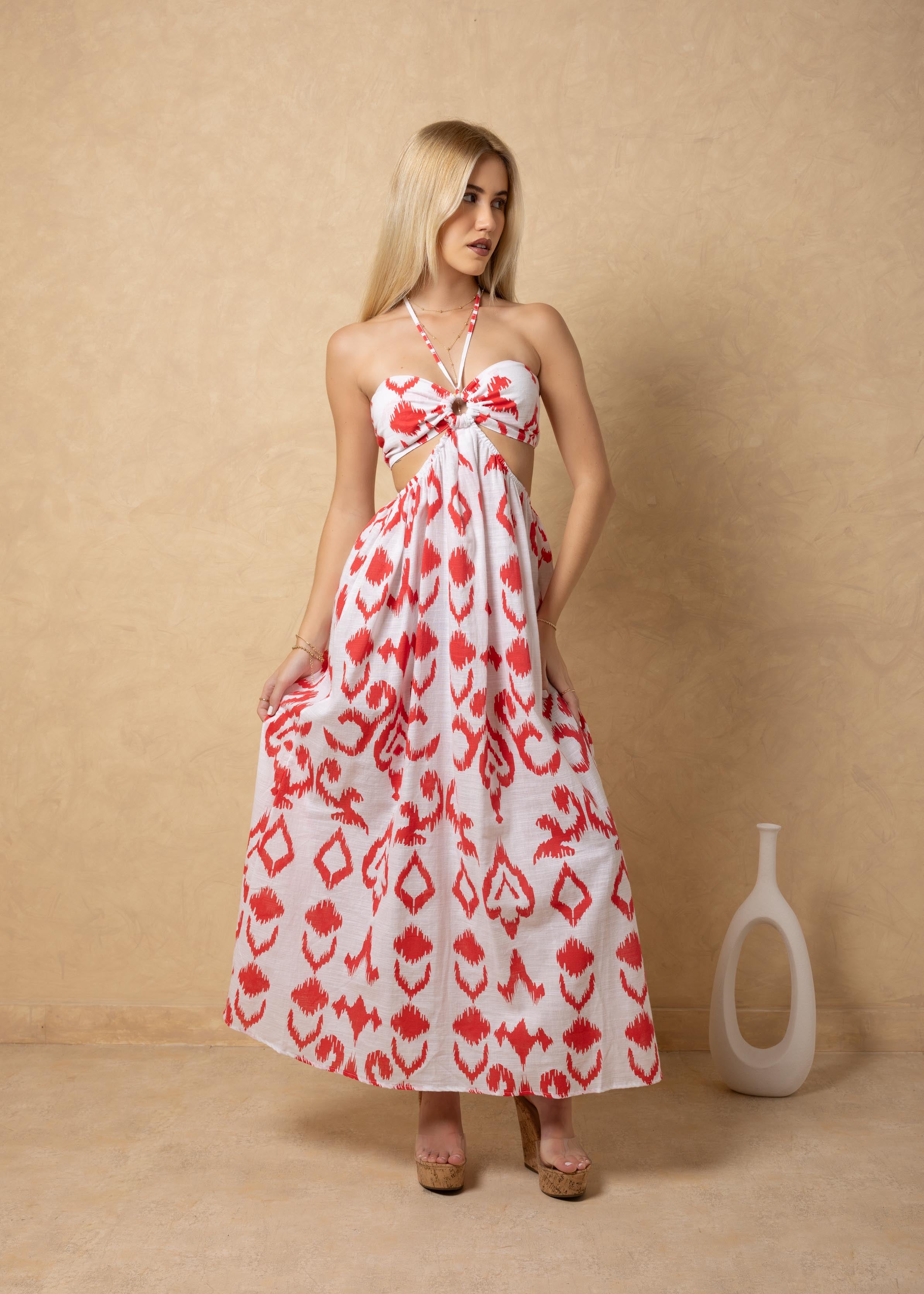 'Flavia' Cutout Print Maxi Dress