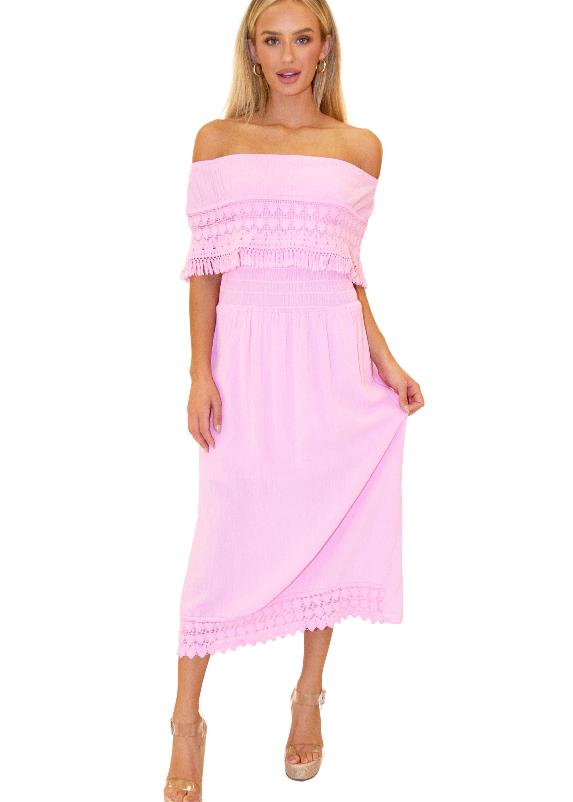 'Constance' Off Shoulder Maxi Dress